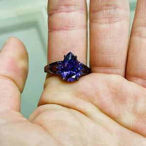 STUNNING purple tanzanite/black gold ring. Must see VIDEO